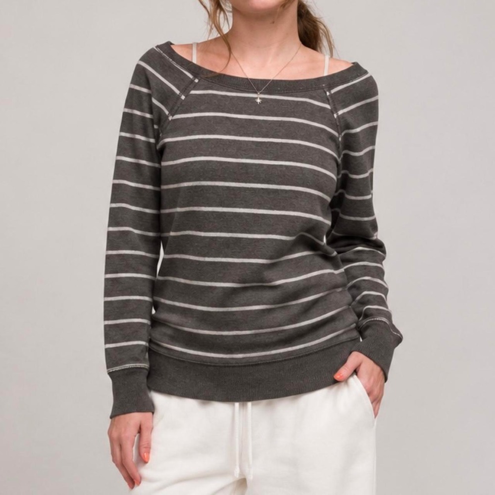 Aerie gray & white striped sweater in a S